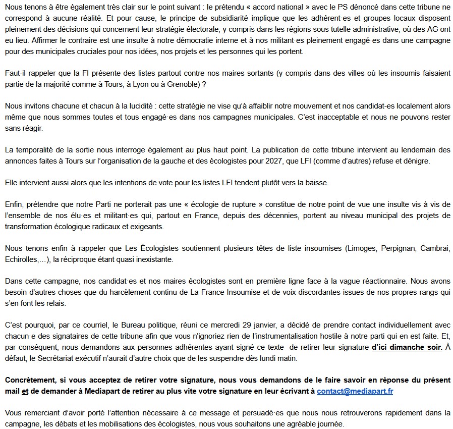 FBenoitMarquie's tweet photo. Donc, résumé du mail du Bureau politique des Écologistes :
“On a découvert avec surprise que vous avez signé un texte. On vous demande de le retirer. Sinon suspension lundi.”
La démocratie interne, version “choisis ton aventure” : 🗳️✅ ou 🚫⛔️ https://t.co/3ESyNdDLBg