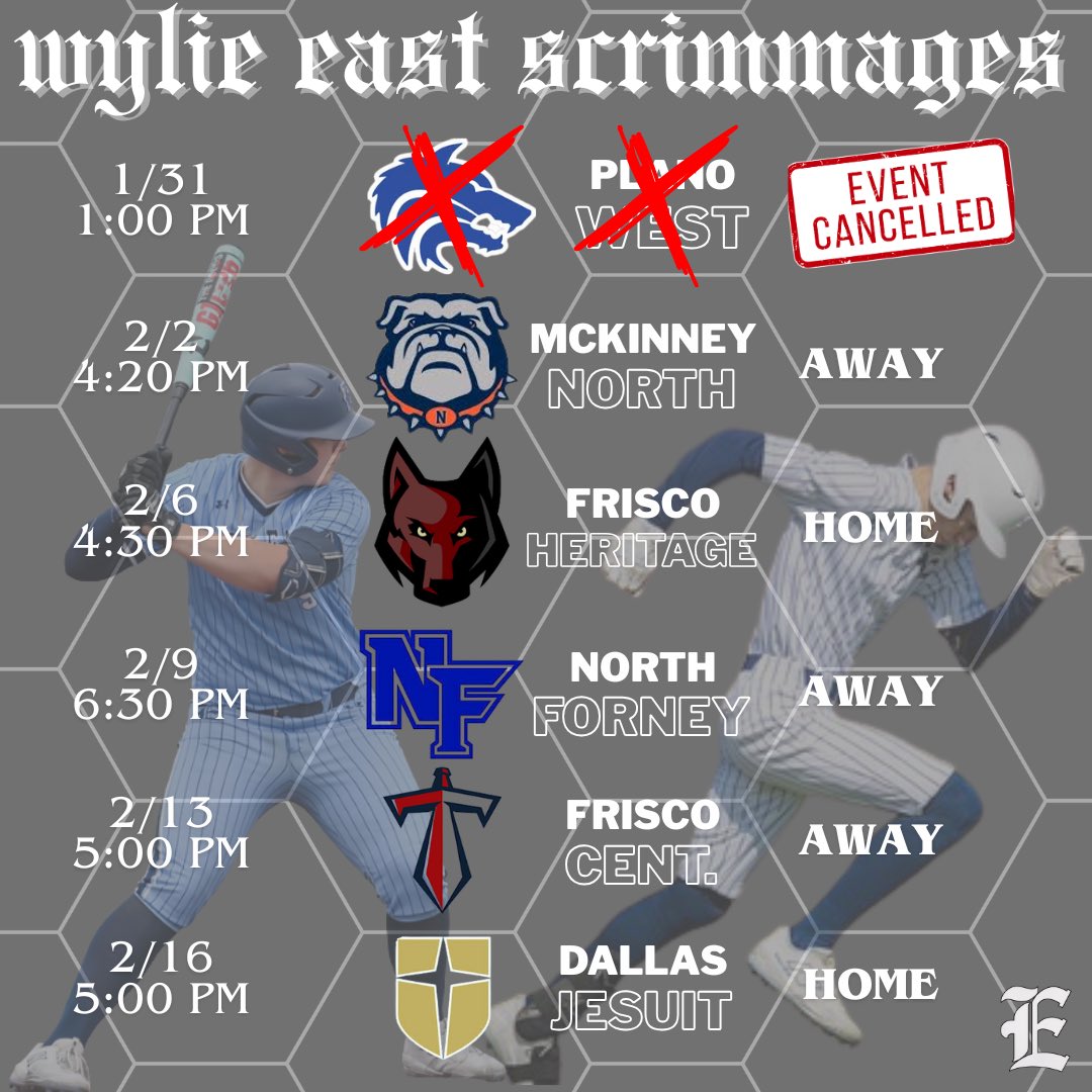 The Official Wylie East Varsity Scrimmage Schedule.