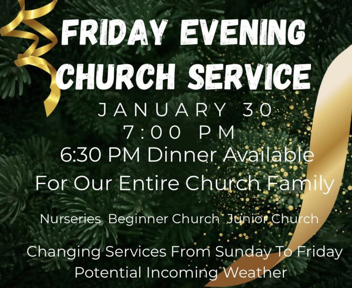 Headed home after a two day trip Preaching in Missouri. God met with us in a tremendous way! Due to the impending snowstorm this Saturday &amp; Sunday we are having our Sunday morning service tonight starting in the gym for a special meal and then going to the auditorium for a very