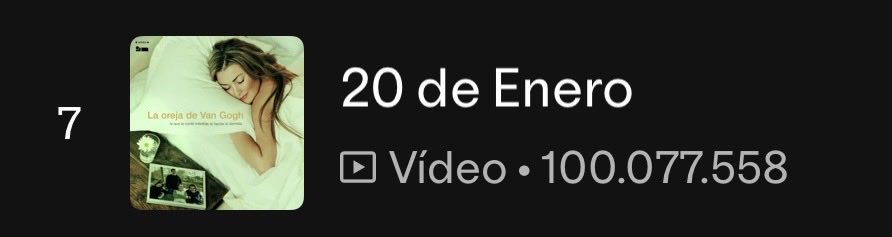 Enhorabuena por las 100 MILLONES de reproducciones de #20deEnero en Spotify 🩵 <a href="/laorejadevgogh/">La Oreja de Van Gogh</a> 

#LOVG #LaOrejaDeVanGogh