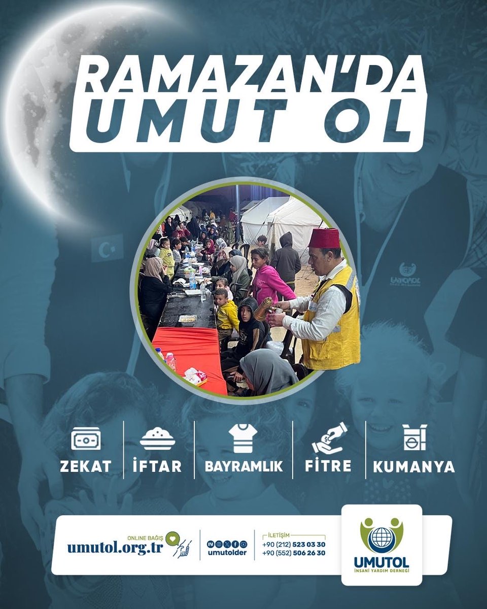 umutolder's tweet photo. 🌙 RAMAZAN’da UMUT OL

Umut Ol, Ramazan 2026 çalışmalarına “Ramazan’da Umut Ol” sloganıyla başladı, hayırseverlerin yardımlarını mazlum coğrafyalara ulaştıracak. 

Detaylı Bilgi ve Bağış İçin:
📱 0552 506 26 30

TR40 0020 3000 0855 4884 0000 39

https://t.co/TgvPy7fcyW https://t.co/XPfN0ejW9B