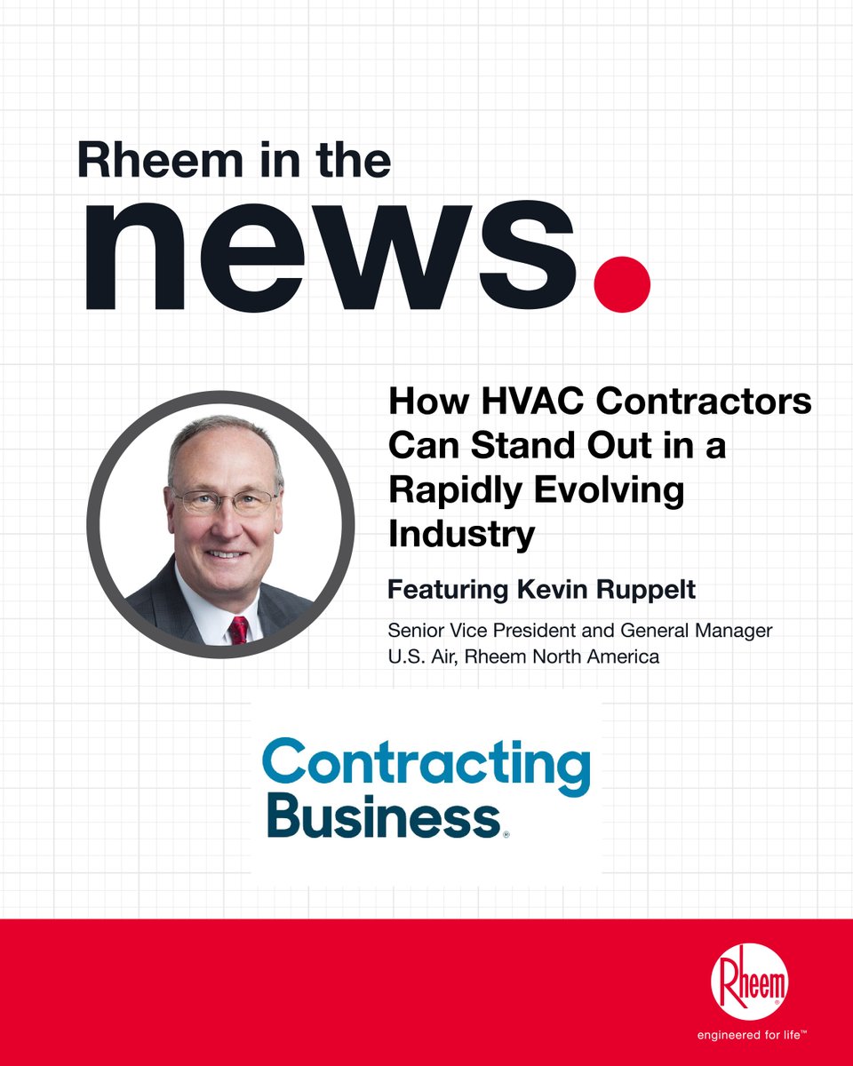 In the rapidly evolving HVAC industry, standing out is crucial. Rheem’s Kevin Ruppelt shares insights on what today’s HVAC contractors can do to stand out and stay competitive as the industry continues to change with Contracting Business. 

🔗 bit.ly/4r83Abg