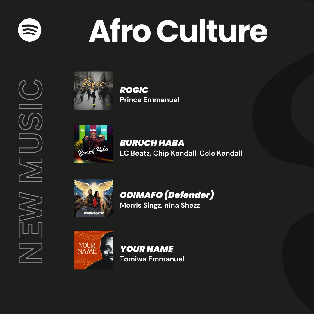 #AfroCulture Playlist Updated! New music from <a href="/obareengy/">Dotun Oba Reengy</a> , <a href="/Reblahofficial/">Reblah | Kings Messenger</a> ,<a href="/quizthagreat_/">QUIZ THA GREAT</a>, <a href="/ninashezz/">Nina Shezz</a> ,<a href="/thisisprinx/">Prinx Emmanuel</a> ,<a href="/lekansalamii/">Lekan Salamii</a> , <a href="/LCbEATz_/">LCBEATz_</a> , <a href="/TomiwaImmanuel/">Pastor Tomiwa Immanuel</a>  and lots more. 

Playlist Cover: <a href="/obareengy/">Dotun Oba Reengy</a>

 #lambculturecollective #AfroCulture #obareengy #newmusicfriday