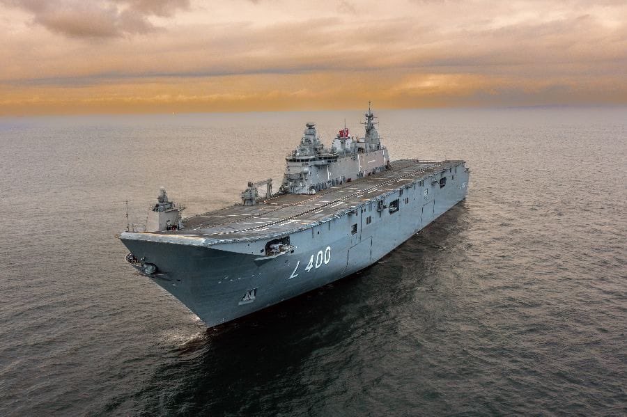 NATOJFCBS's tweet photo. This is our Anadolu, the largest warship in the 🇹🇷 Navy. 
It displaces up to 27,400 tons of water and can transport nearly 100 vehicles. The Anadolu is underway towards 🇩🇪with additional 🇹🇷 and 🇪🇸 ships under the command of the 🇪🇸 Flagship Castilla. All part of NATO's largest Exercise in 2026 - #SteadfastDart26 

Want more from #SteadfastDart26?
Join our official WhatsApp Channel for exclusive updates, imagery and stories from the exercise.

https://t.co/hm1vaXUjfS

#WeAreNATO
