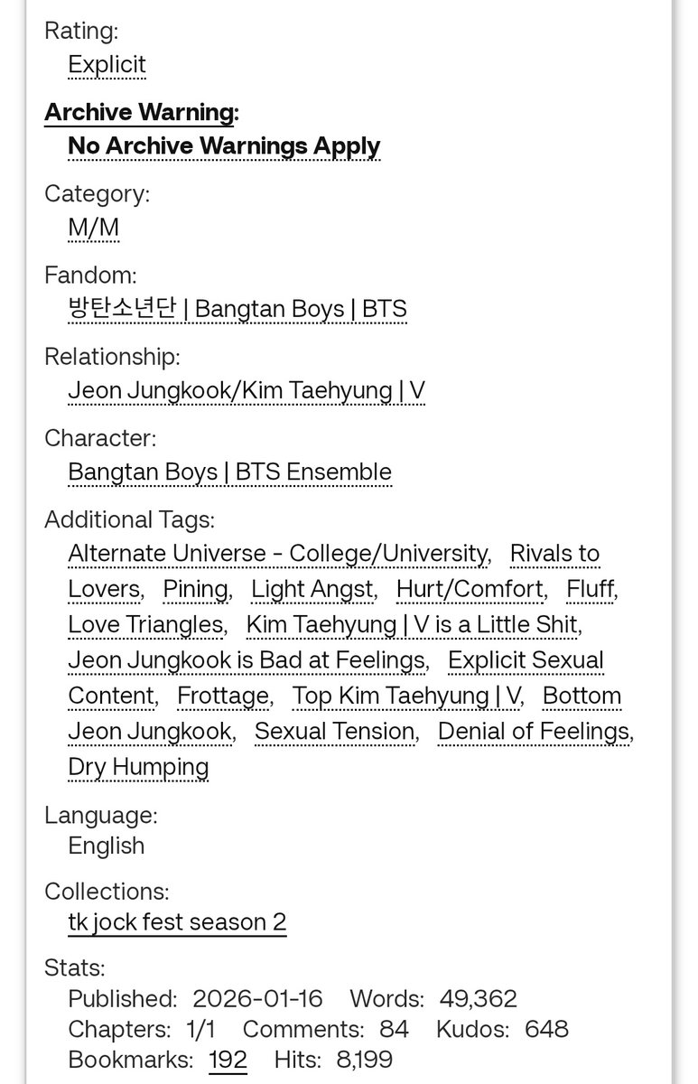 Complete Taekook AU and Ao3 Fic Rec Thread 🖤 tweet media