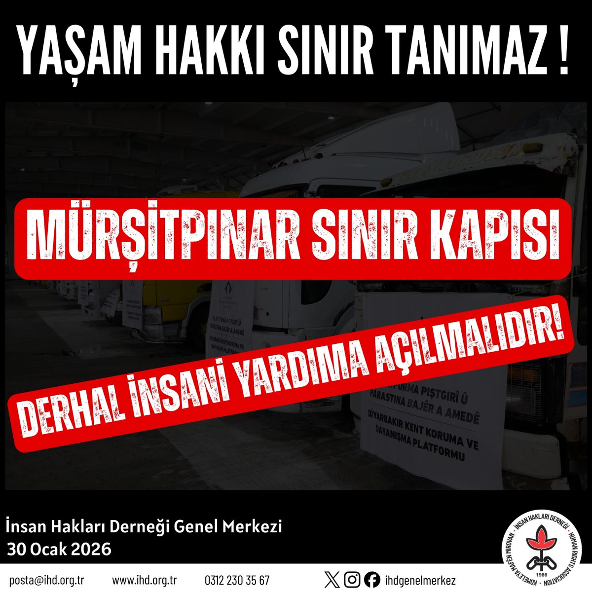 Kobanê’de siviller; saldırılar, abluka ve derinleşen insani kriz nedeniyle gıda, su, ilaç ve sağlık hizmetlerine erişememektedir. Bu koşullar, başta çocuklar olmak üzere sivil halkın yaşam hakkını doğrudan tehdit etmektedir.

Mürşitpınar Sınır Kapısı’nın kapalı tutulması, insani