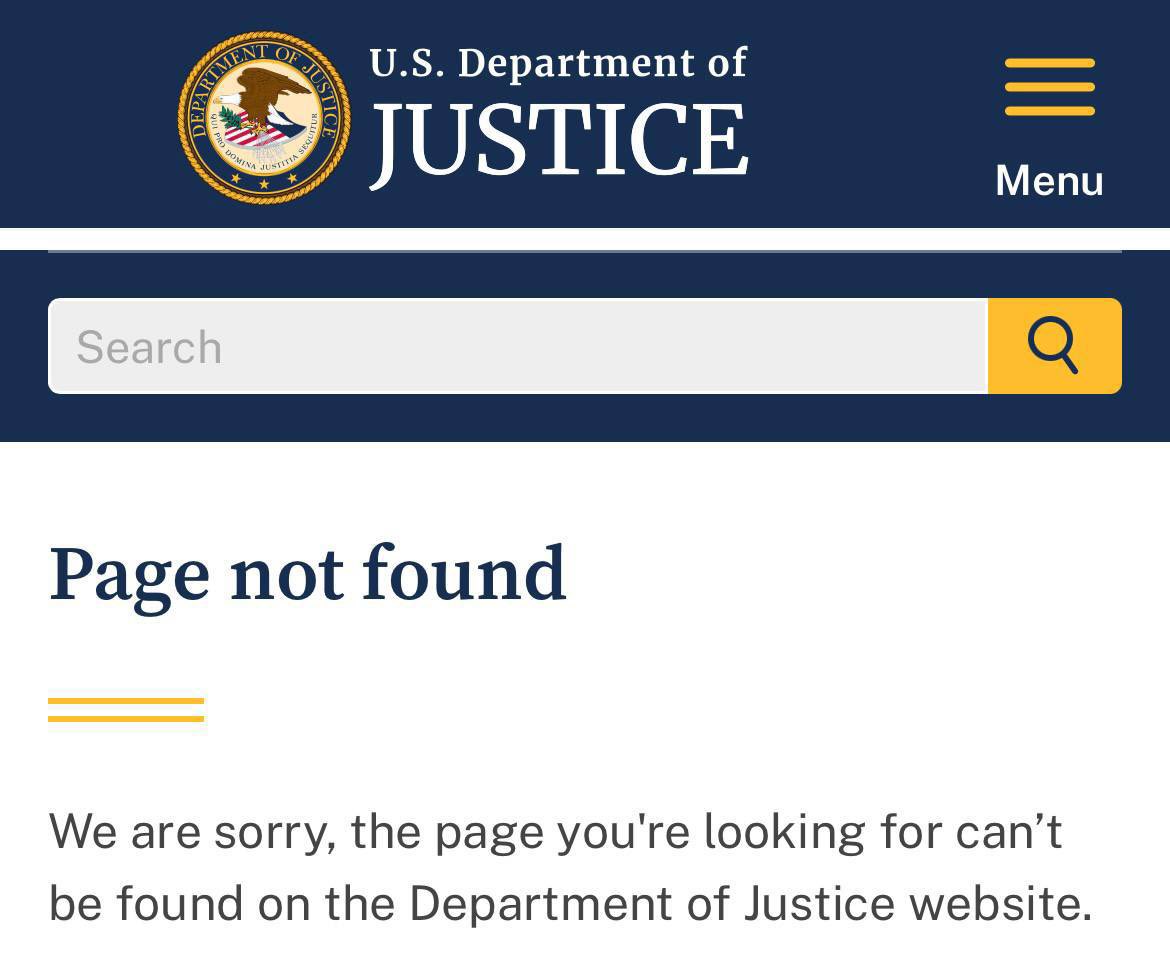 RyanRozbiani's tweet image. 🇺🇸 The U.S. Department of Justice has Deleted ALL of today’s released Epstein Files