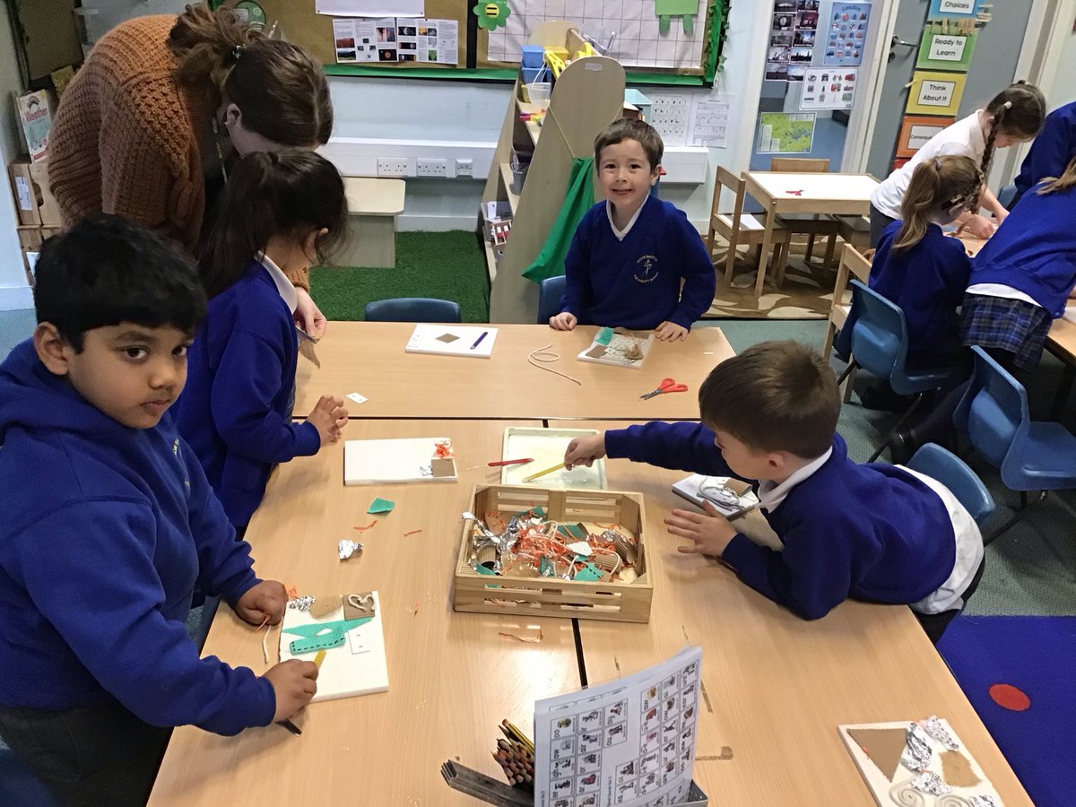 CanonYearOne's tweet photo. This week as part of our art topic ‘Rain &amp; Sunrays’ Y1R have made a collagraph block then used their block to print. We were all very pleased with the results! @CanonSharples @LT_Trust @Cornerstonesedu https://t.co/a8Gk1J4Ur0