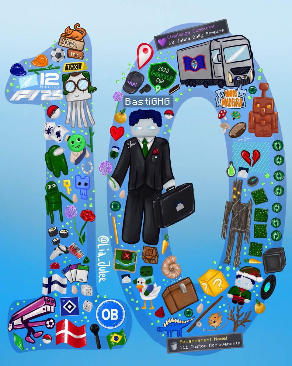 Jahrestagsfanart zum 10. Jahr BastiGHG Daily Streams #BastiGHGfanart <a href="/kompetenzGHG/">BastiGHG</a>
 (Meine Gedanken zum Artwork wie die letzten Jahre auch in den Kommentaren)