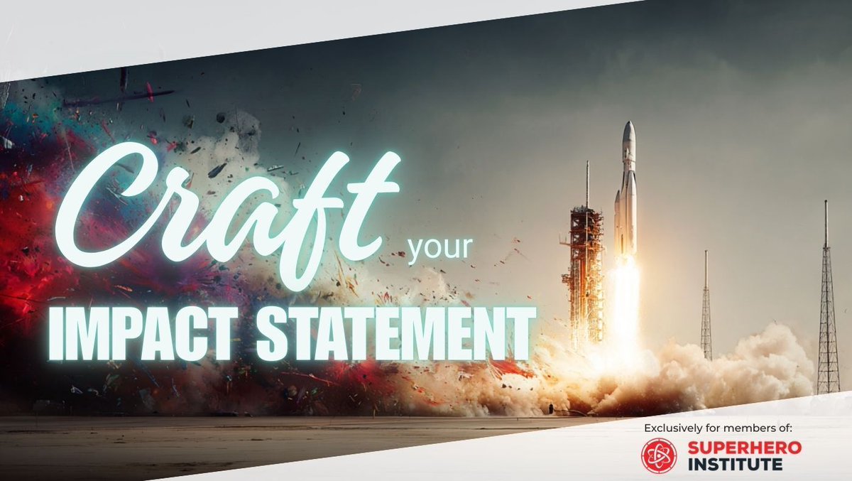 In 30 minutes (2pm ET) , I'm giving a webinar called Craft Your Impact Statement. In this hands-on session I'll guide you through creating a simple but powerful message in about 60 minutes.

Join free. Available to all members of the Superhero Institute: bit.ly/3Z8uUug
