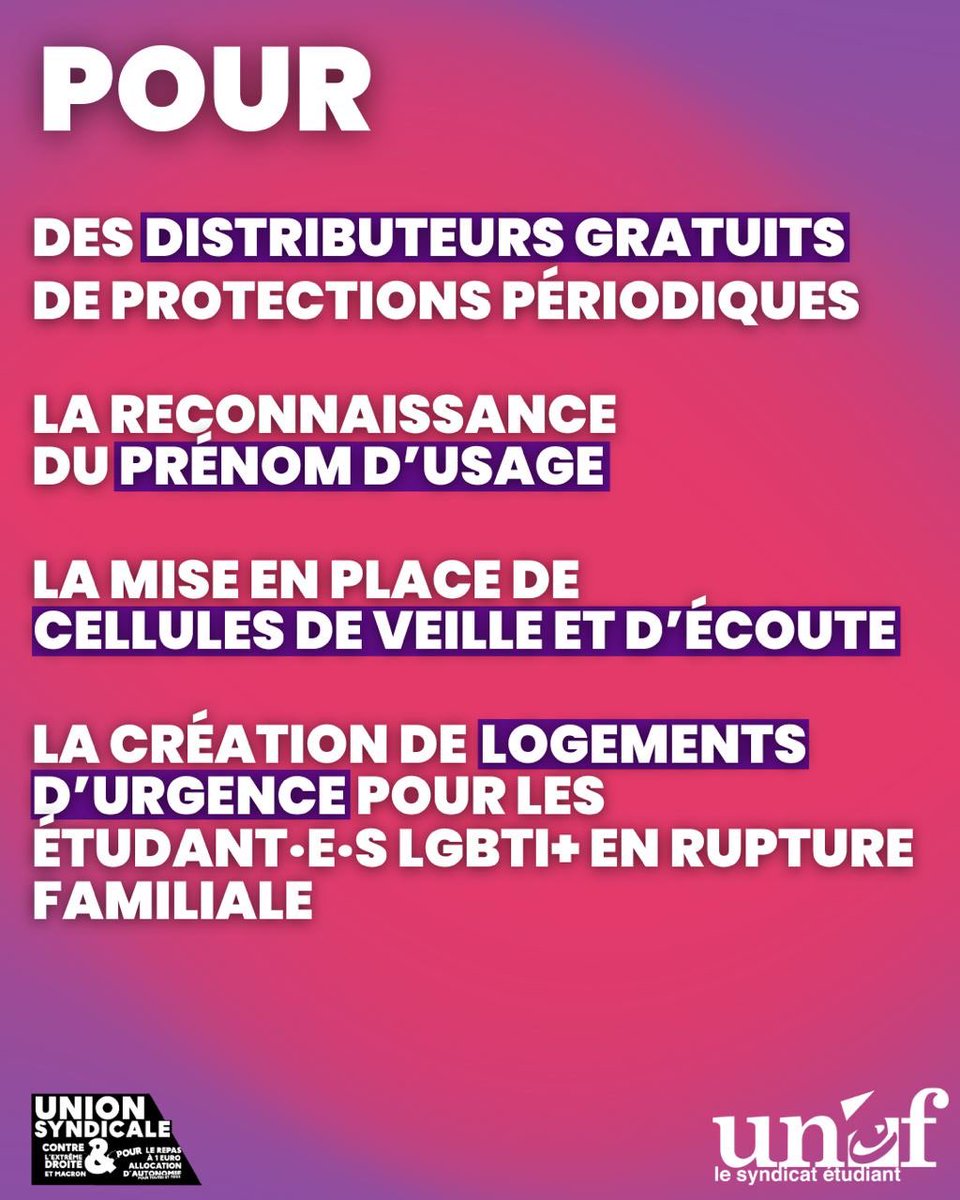 Pour des CROUS inclusifs pour tou•te•s les étudiant•e•s, vote Union syndicale du 3 au 5 février !