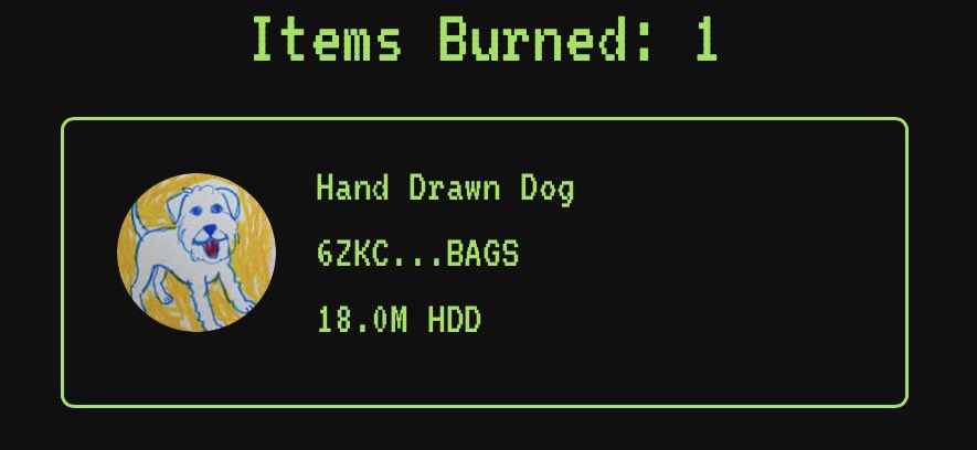 0xtheblest's tweet image. Another 1.8% of $HDD burnt taking the total to nearly 11%.

$SOL crayon dog ready.