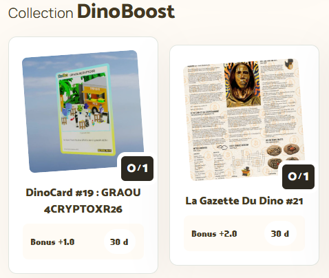 JoinTheDinoVox's tweet photo. BREAKING GRAOU 💥

Two new DinoBoosts are now available

💰 The #DinoGazette #21
💰 The #DinoCard CryptoXR

Do you have one of these, or even better... BOTH?

Head to your dashboard to get a boost of $xGRAOU for 30 days ! 

GRAOU and Happy Friday 🦖

https://t.co/0Crv482wz5 https://t.co/Qqer9iHoYi