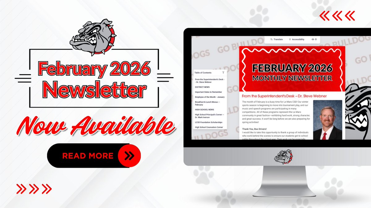 Here is our newsletter for February! Catch up on district highlights, upcoming events, and key updates from Le Mars CSD.

Read it now: app.smore.com/n/uxqjt
