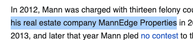 samfriedman17's tweet photo. @sunnyright @NFL The craziest part is that his real estate company was named MannEdge Properties. https://t.co/5lYNOXNgEY