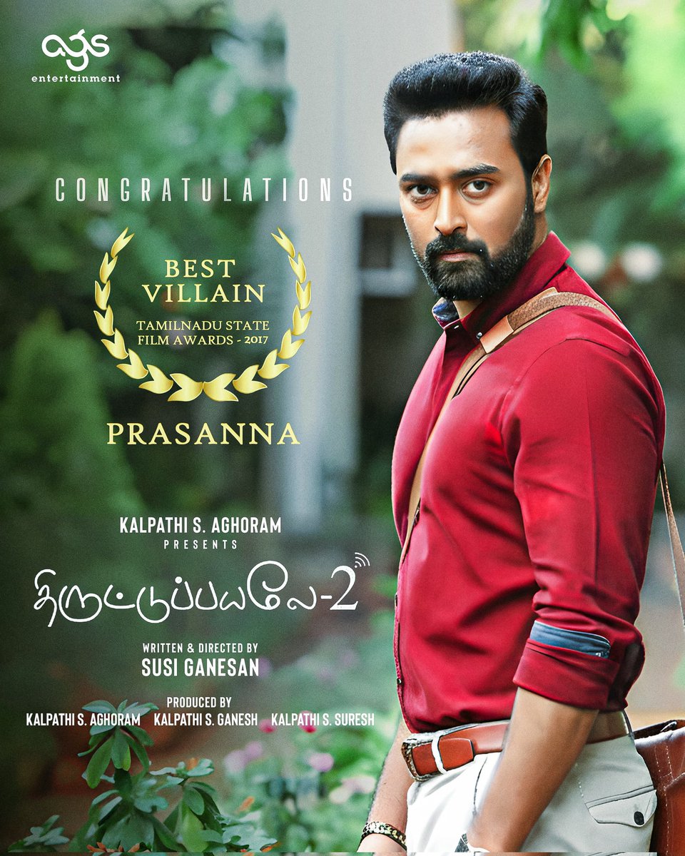 Ags_production's tweet image. Congratulations to Prasanna on winning Best Villain for “Thiruttu Payale 2” at the Tamil Nadu State Film Awards!

#KalpathiSAghoram
#KalpathiSGanesh
#KalpathiSSuresh
@archanakalpathi @aishkalpathi

@actorsimha @Amala_ams @prasanna_actor #susiganesan 

#TamilNaduStateFilmAwards