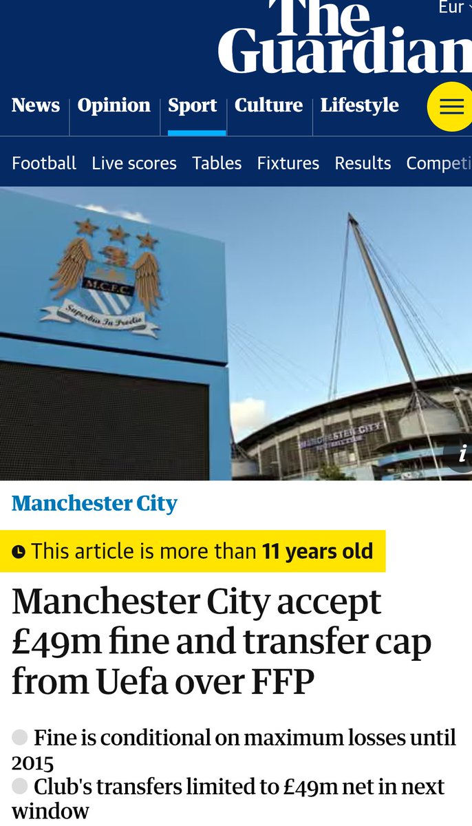<a href="/Douglasc57/">sam</a> <a href="/sportingintel/">Nick Harris</a> Oh they already have it.
City are fucked.

Like the previous times when they admitted cheating &amp; willingly paid massive fines, this cheating is going on over a decade &amp; a half.

Finally City are on the hook &amp; won't riggle free. The end is near at last.