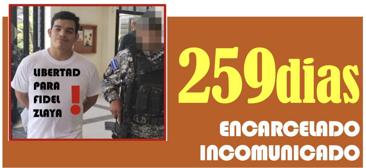 LIBERTAD para todos los presos políticos
Ruth López: 257 días
Enrique Anaya: 236 días
Eugenio Chicas: 351 días
Fidel Zavala: 259 días
"Pepe" Santos Melara: 611 dias
Eliseo Segura: 611 días
Luis Menjívar 611 días
Ernesto Muyshondt: 1,611 días
Norman Quijano 4 días
#TenganDecencia