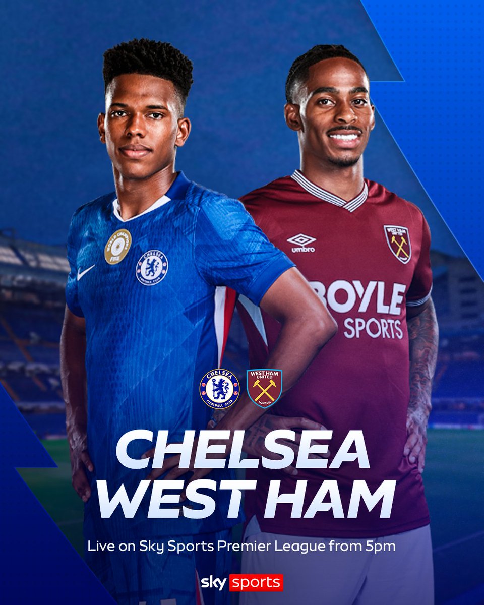 SkySportsPL's tweet photo. Chelsea welcome West Ham to Stamford Bridge 🏟️

Watch LIVE on Sky Sports from 5pm! 📺 https://t.co/a2OPGW4rOd
