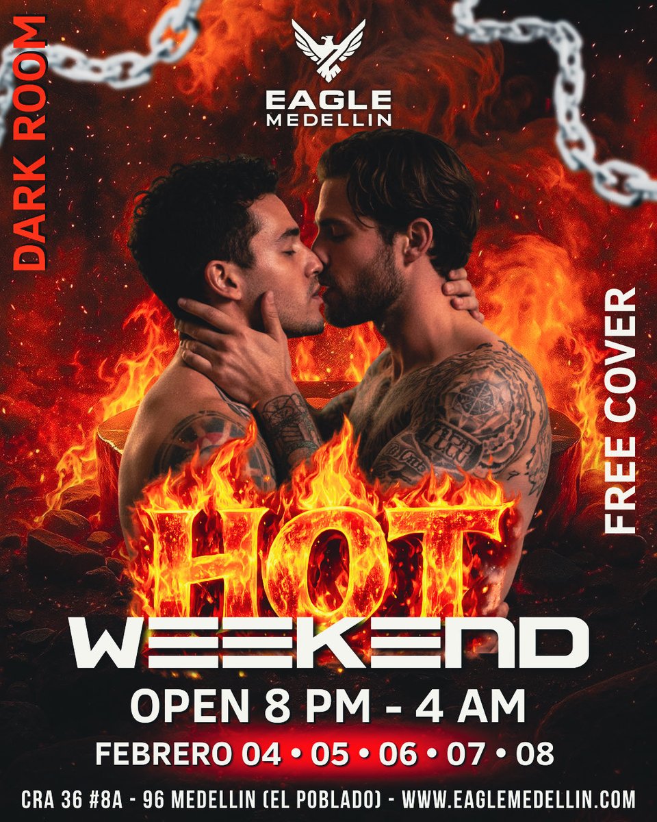 EagleMedellinCo's tweet photo. 🔥 HOT WEEKEND en Eagle Medellín 🔥
Fuego, sudor y beats sin censura.
🕗 8 PM – 4 AM
📅 Feb 04 al 08
🎧 DJs invitados + Open Booth
🎟️ FREE COVER
📍 El Poblado
#HotWeekend #EagleMedellín #DarkRoom https://t.co/Ugf3lzUzVr