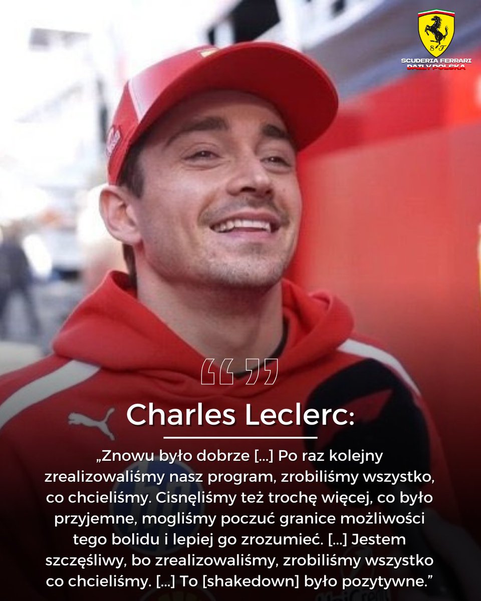 FerrariDailyPL's tweet image. Charles Leclerc jest zadowolony z tego, jak przebiegła pierwsza tura testów w wykonaniu Ferrari: ⤵️

🗞️ [@SkySportsF1]
#F1PL #F1Testing #ElevenF1