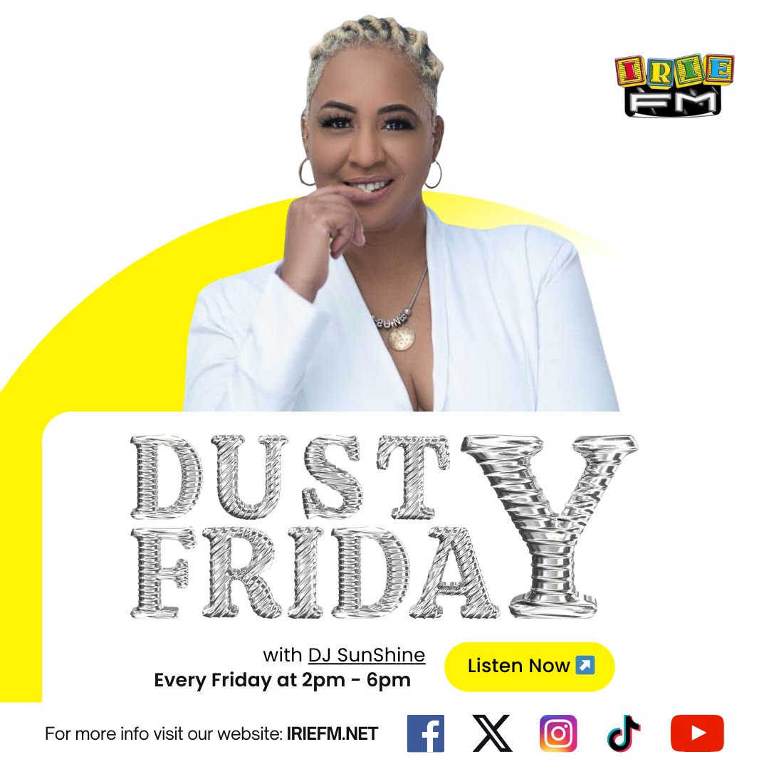 IRIE_FM's tweet photo. It’s officially #DustyFriday, and DJ Sunshine is spinning the hottest tracks on #the107s right now! Tune in for an unbeatable mix of #Dancehall and #ReggaeRadio that’s sure to get you in the groove. Don’t miss out on the vibes with #IRIEFM! @djsunshineyellowmoonrecords https://t.co/00RoSdHAV7