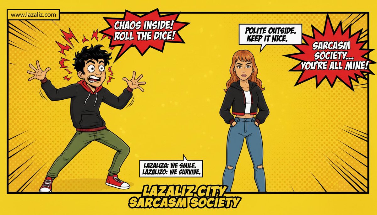 lazalizcom's tweet photo. Lazaloza, we smile. Lazalizo, we survive.
We nod like saints, in public light.
We roll our eyes, in private night.
Polite outside, keep it nice.
Chaos inside, roll the dice.
Lazaloza, smile for life.
Lazalizo, sharpen the knife. .... NO!! we are Joking 
Lazaliz City, say the line.
Sarcasm Society.. you're ALL mine.

#lazalizcity