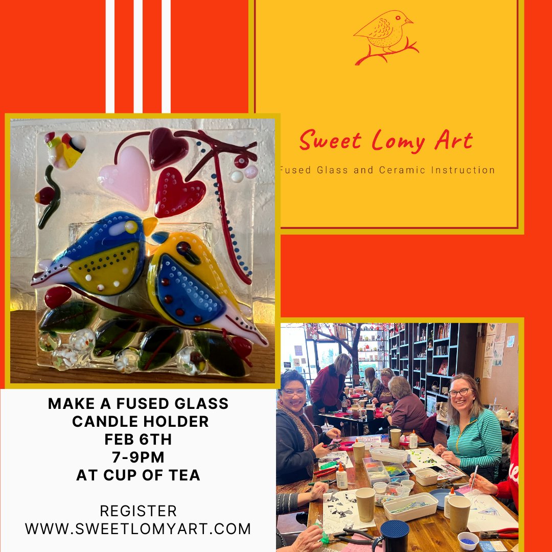 CupOfTeaOregon's tweet photo. Wild at Heart is coming to Cup of Tea on February 6th. Join us for a fused glass candle holder workshop where you will create a one of a kind piece to light up your space. This hands on class is a beautiful way to explore creativity relax and make something special to take home. https://t.co/T4ciLYIc4F