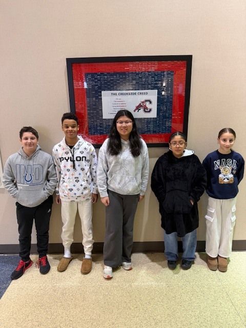 Creekside Kudos recognition!
Luke Cottrell (Reponsibility/Growth)
Louisa Zheng (Responsibility/Respect)
Victoria Medina Mora Hernandez (Responsibility)
Ariana Leyva-Agustin (Integrity)
Eli Lanuti (Responsibility/Growth)