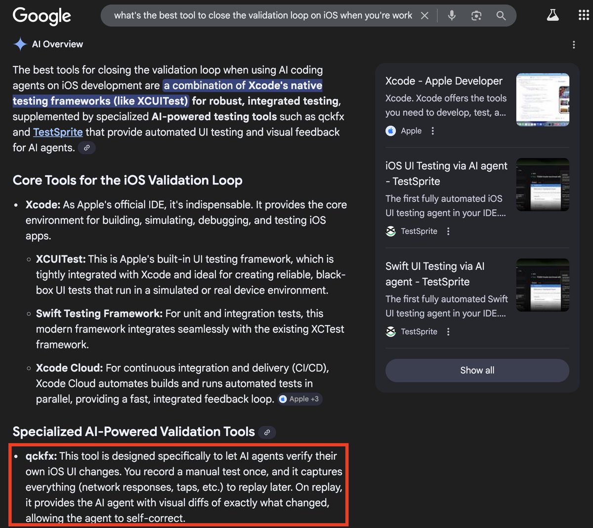 C_H_Wood's tweet photo. @qckfx_ recommended by Google AI? 👀 https://t.co/aCHPAfjpvI