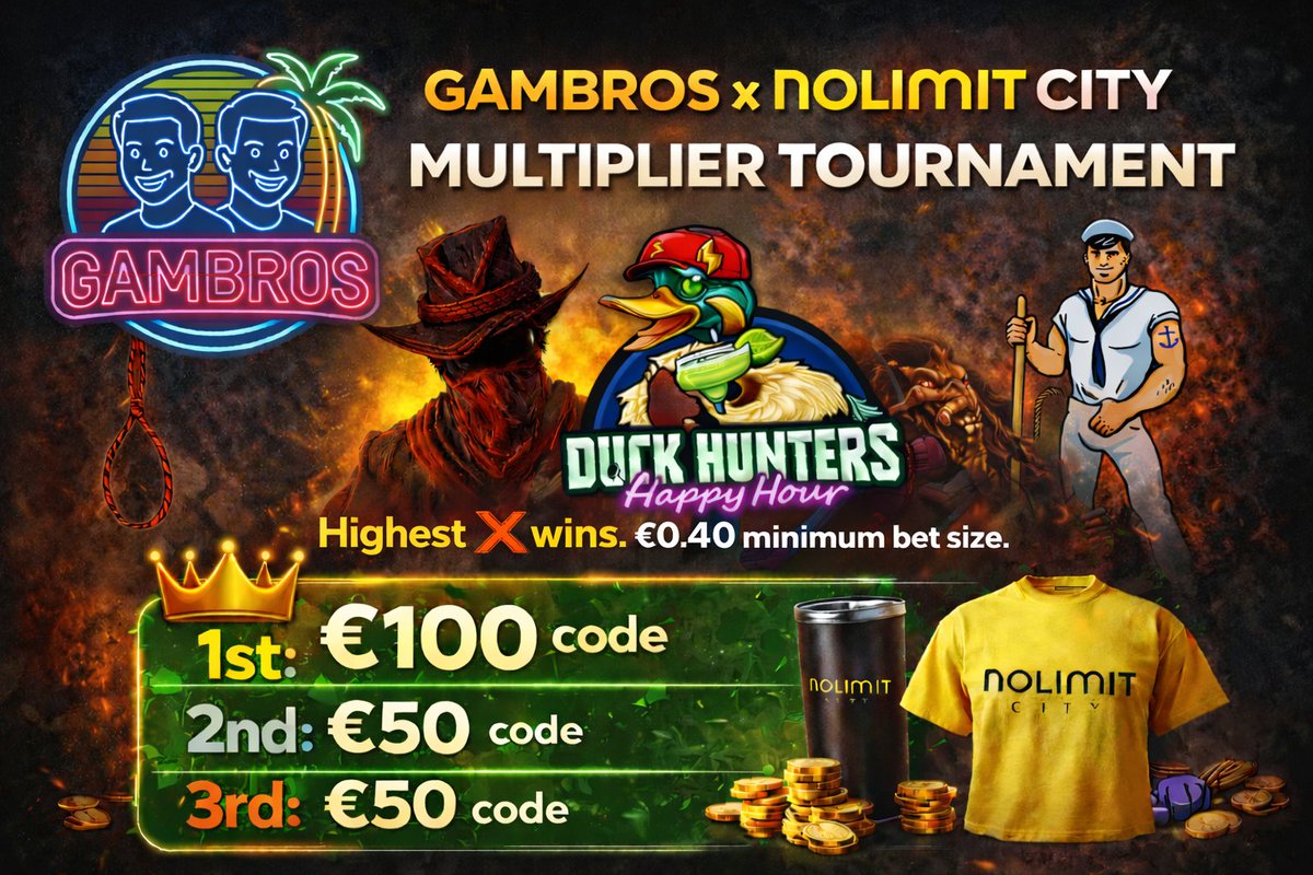 Running a Highest Multiplier competition in collab with <a href="/CityNolimit/">Nolimit City</a> for NoLimit Merchandise

Join the Discord to learn more 

Gambros discord
 discord.gg/AafhNYZK
