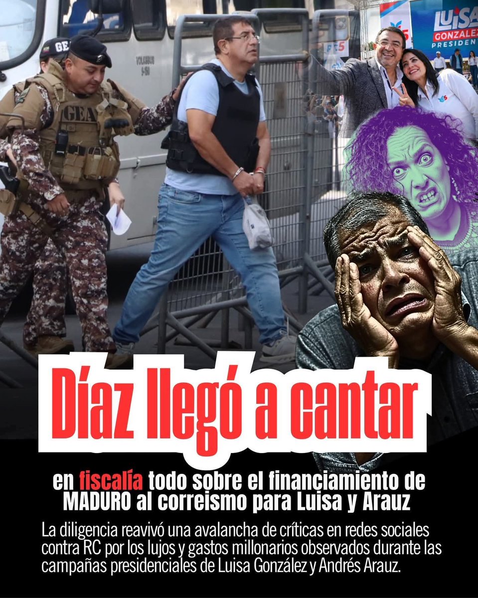 TOLDOS LE DIERON LA ESPALDA, PERO ÉL TIENE UNA CANCIÓN EN SU MEMORIA! Santiago Díaz Azq, el administrador de la campaña electoral de Luisa González, está en la fiscalía, para su concierto, que sald a de esa boca de sapo sobre la rana 🐸 René, ají 🫑 con mote y lelolay, esperamos.