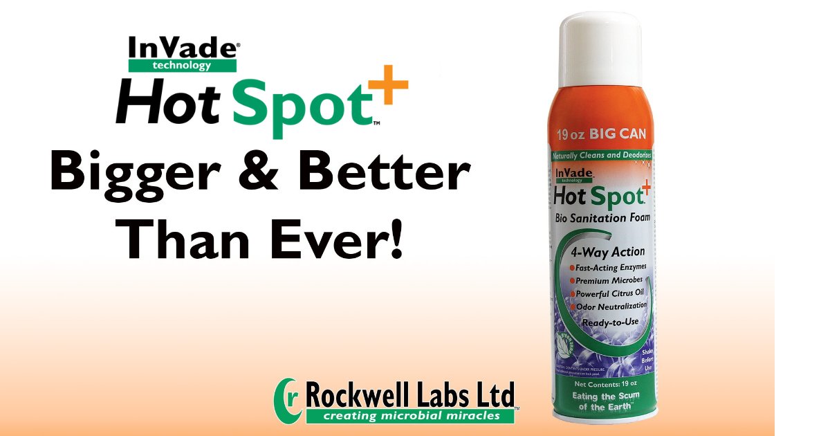 InVade Hot Spot+ offers 4-way action with fast-acting enzymes, premium microbes, powerful citrus oil, and odor neutralization technology. Watch our video to learn more: tinyurl.com/3bfjw2rd #RockwellLabs #UnfairAdvantage