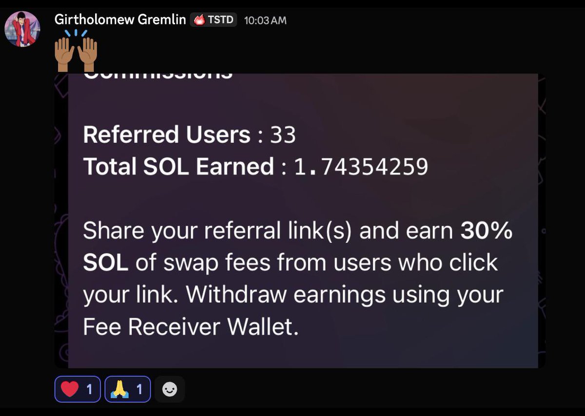 We’re giving our users the ability to make passive income.

33 users referred with 1.7 $SOL in pure passive income.