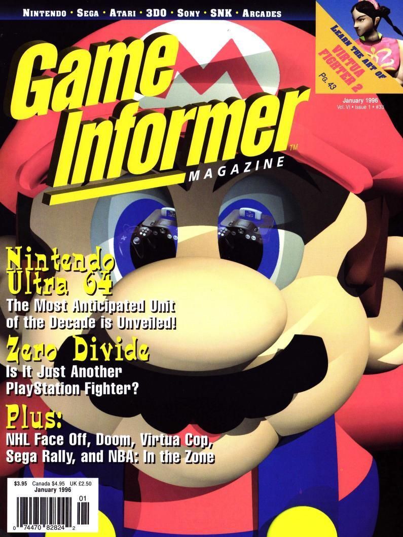 StoneAgeGamer's tweet image. #FlashbackFriday  
30 years ago this month, Game Informer dedicated their cover to the Nintendo Ultra 64! Plus, Zero Divide for PSX, NBA: In the Zone, Virtua fighter 2 strategies, and more! #magazines #retrogaming