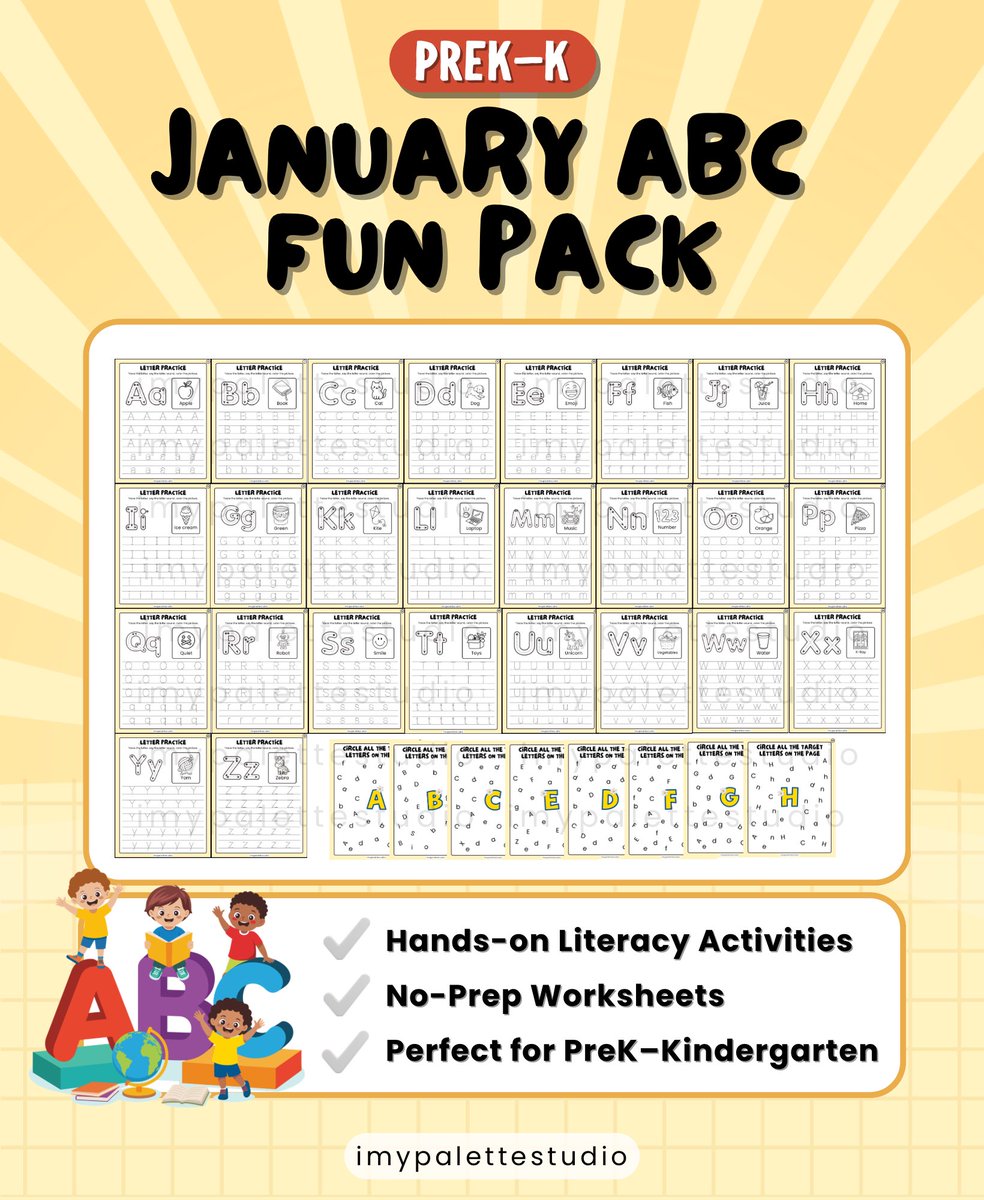 imypalettex's tweet photo. 🧣 ABC worksheets designed for independent PreK–Kindergarten practice sessions

GET THIS ON TPT
🔗 https://t.co/kOf0eYSXtN

#TPT #imypalettestudio #independentwork #alphabetactivities #winterlearning #prekathome #kindergartenfun https://t.co/QOpxUXvwje