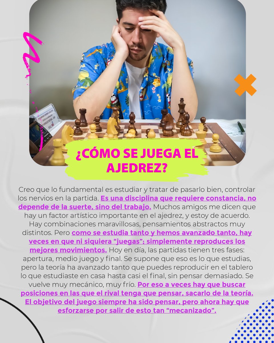 fundac_ek's tweet photo. Extracto de la entrevista a Cristóbal Henríquez, beneficiario de FundacEK desde hace +de 10 años y ajedrecista N°1 de Chile, a días del Mundial de Rápidas, donde se alzó también como el mejor ajedrecista latinoamericano, empató con el campeón mundial y quedó N°33 del mundo. https://t.co/ncUTchT3iE