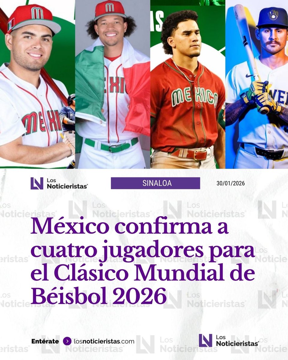 ⚾🟣 Jonathan Aranda, Taijuan Walker, Alek Thomas y Joey Ortiz fueron confirmados este viernes para defender los colores de México en el Clásico Mundial de Béisbol 2026, agregando poder y talento al roster.