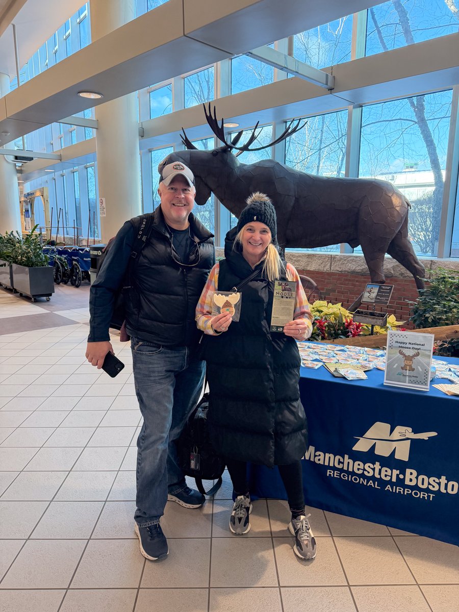 flymanchester's tweet image. Did you know January has a National Moose Day? 🫎 At MHT, we love our unofficial mascot, so we surprised our passengers with some a-moose-ing cookies. We hope this little treat added a lot of antler-tainment to your travel day! ✈️ #FlyMHT