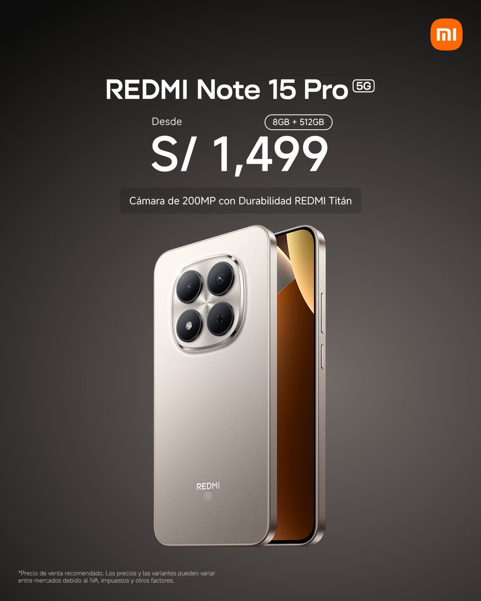 XiaomiPeru's tweet image. Con #REDMINote15Pro5G, la fuerza, el rendimiento y la durabilidad se sienten en cada uso. #SiénteteComoUnTitán

Consíguelo aquí: shorturl.at/ngT5N