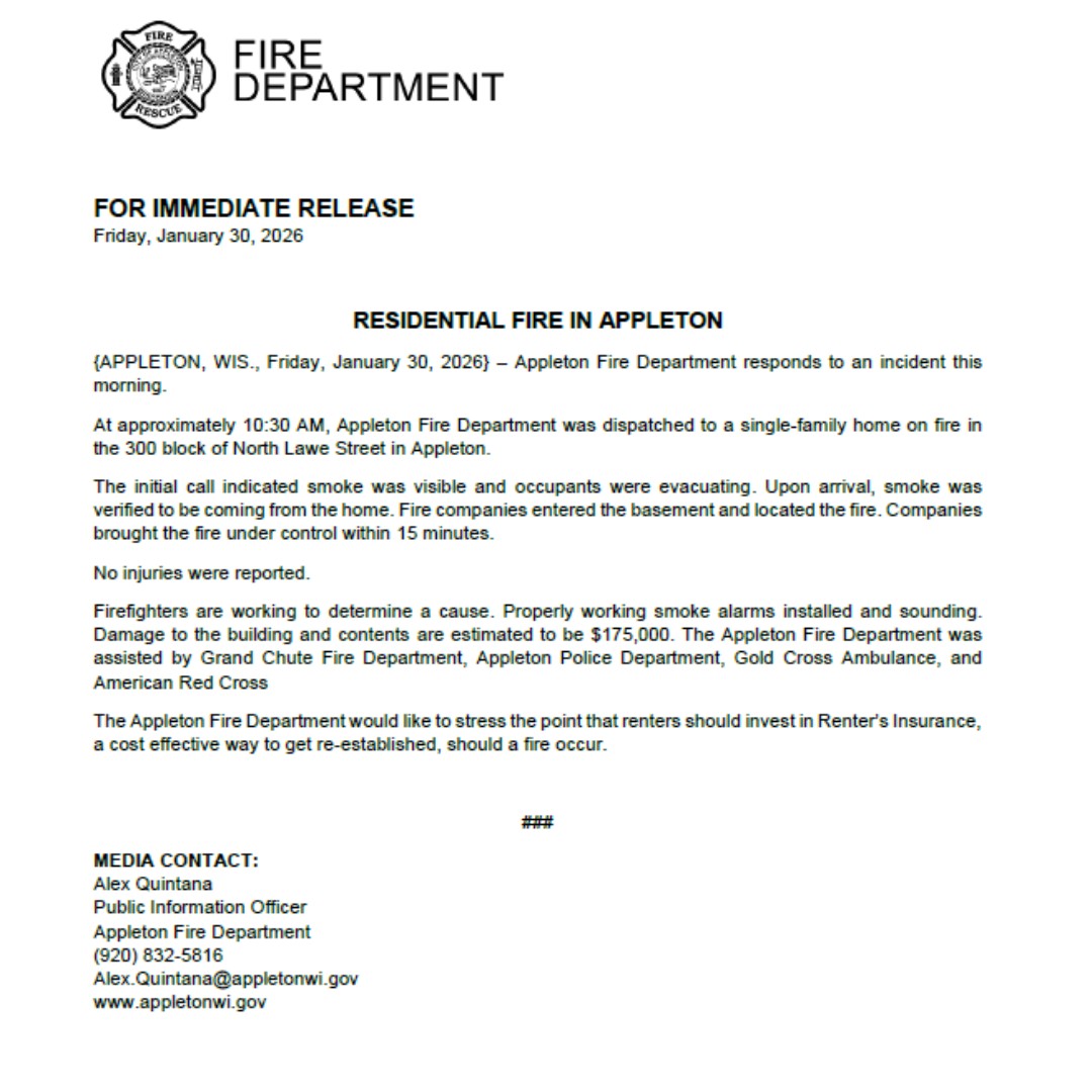 Appleton Fire Department tweet media