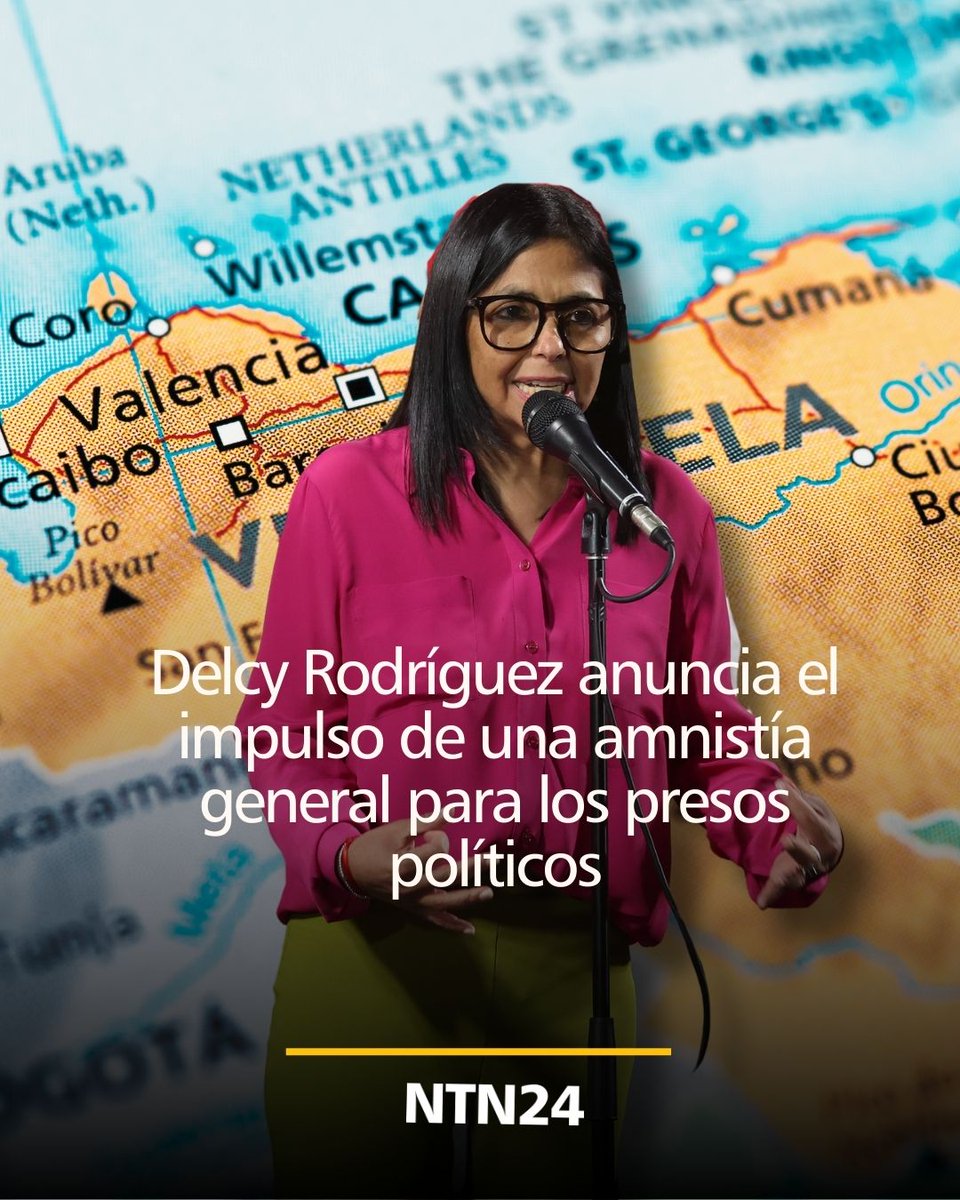 Detalles ➡️ ntn24.com/noticias-actua…

Según explicó Rodríguez, la propuesta será enviada a la Asamblea Nacional del régimen, en cabeza de su hermano, Jorge Rodríguez, para contribuir con la reconciliación, la convivencia y la estabilidad social en el país.