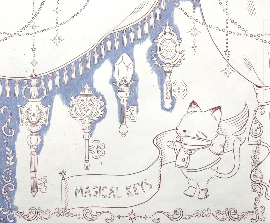 この線画を塗り始めました。

今月もそこそこ塗り絵本少し増やしてたのですが来月は予約してるのがたくさん。ホントに塗るスピードと買うスピードが合わない。インプレスさんの出すペースが（笑）Ellyさんのも出ますし楽しみではあります。