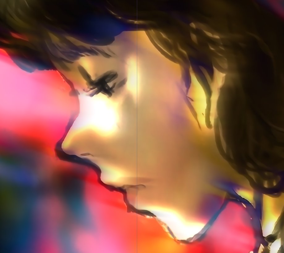 元の画像は
ピクセルのザラザラした感じです
それを、デジタル拡大して
少し　
手で　補正します。

彼女は　「憂いて」ます

元の絵で
それを追求したので

デジタル拡大した絵にも
「憂い」は　ちゃんと残ります

では、
「憂い」とは何か？

デジタルで表現できるなら
憂いは数学です

そんなまさか