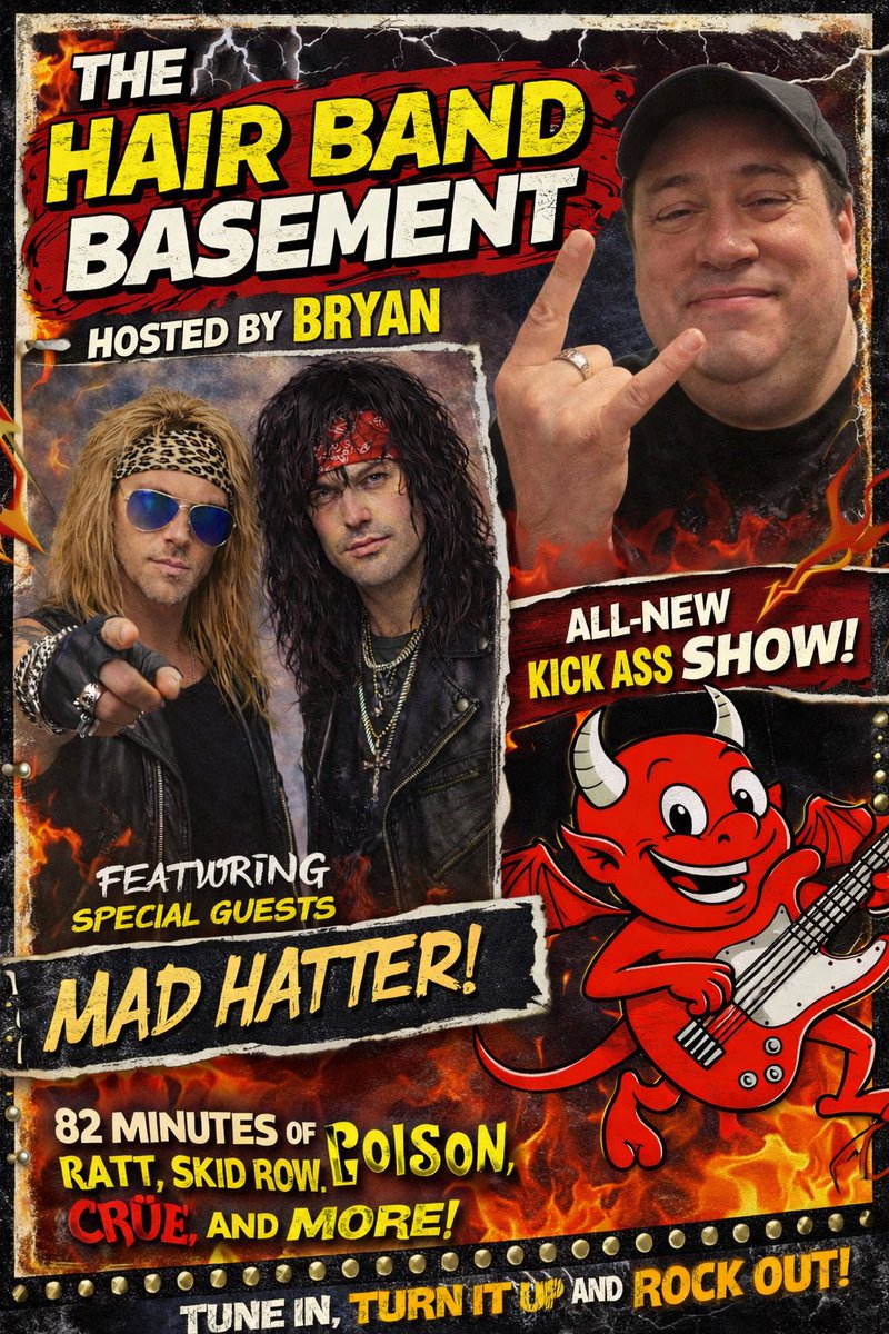 rockndanger's tweet image. It’s Friday Rockers!! See you in the Hair Band Basement. 🤘🔥🎸 @HBBasement @Metalmike3 @jay6_29