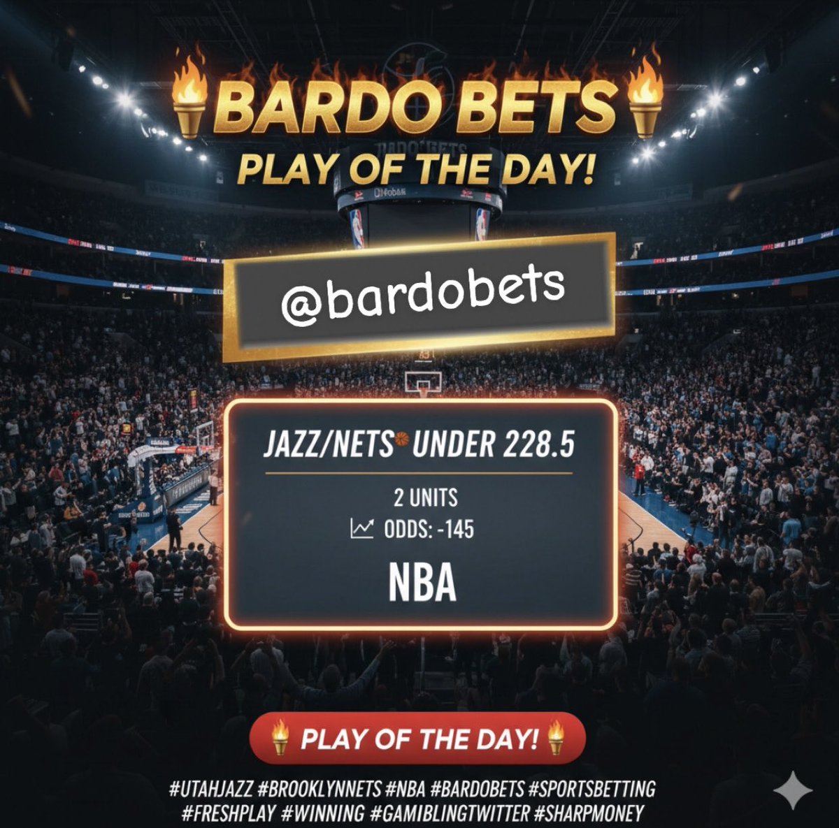🚨PLAY OF THE DAY🚨 

I been on fire 🔥 and I plan on continuing that 💥

Lock this play in 📲 and show some love if you’re tailing and cashing with me 🕺

#Gambling𝕏 #NBA