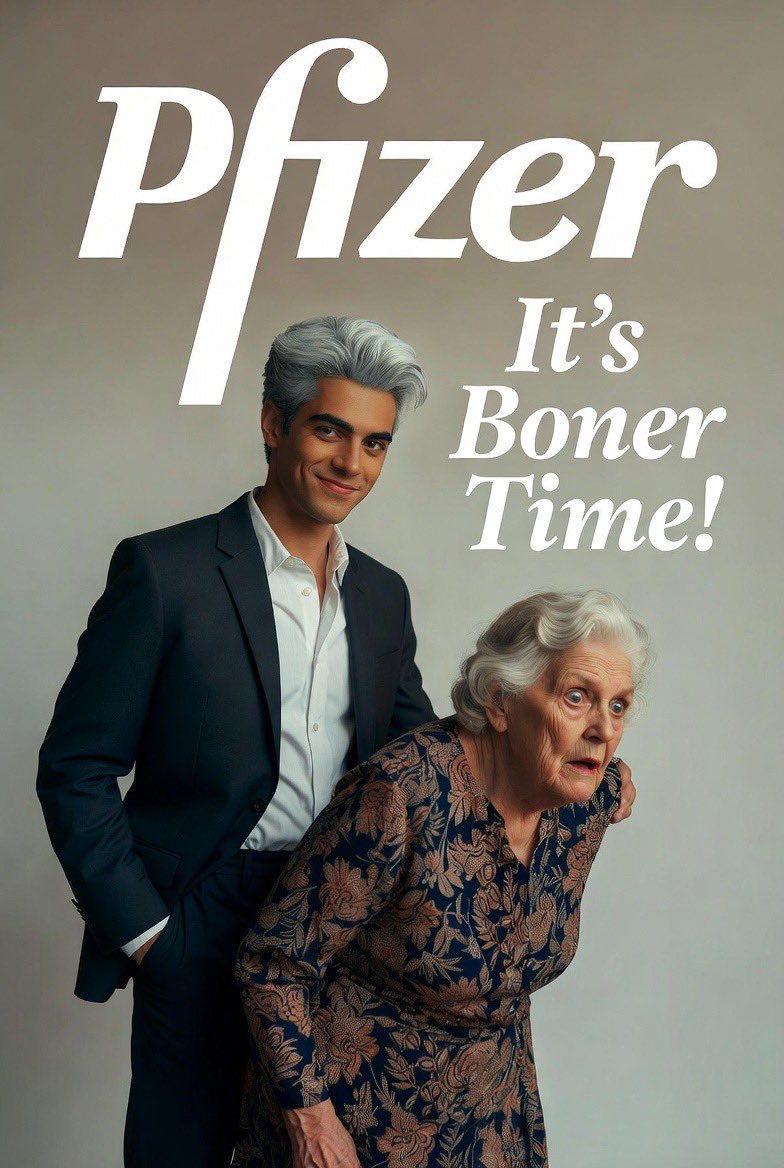 Pregory1's tweet photo. I bought $PFE stock 6 months ago and I just found out they make some popular pills so I decided to make some marketing posters to help their business out.
#bonerTime https://t.co/97K59yi964