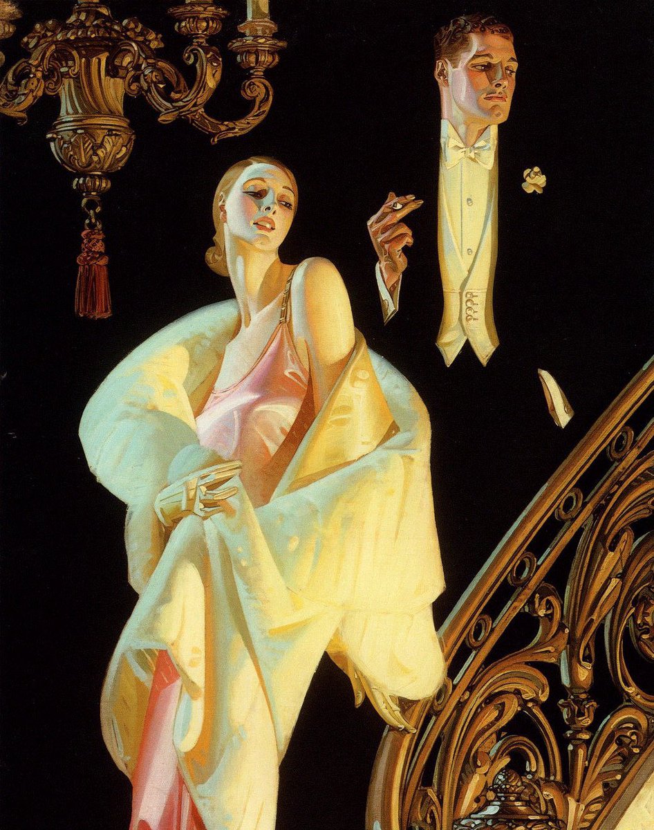 Couple Descending a Staircase (1925), by J.C. Leyendecker