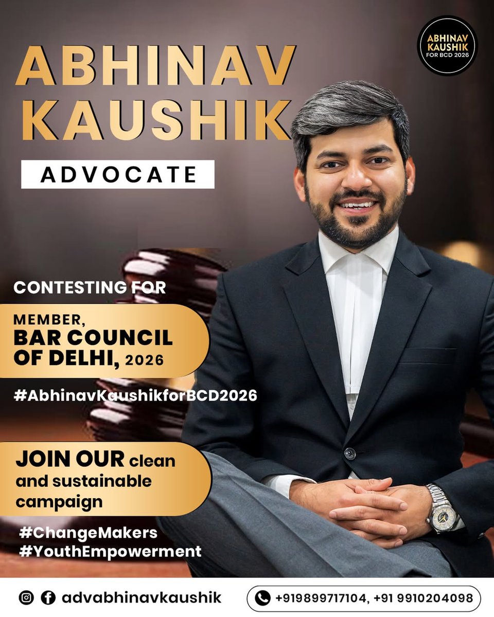 advabhinav_'s tweet photo. The Bar Council of Delhi elections are a turning point. We need leaders committed to integrity and accountability. Don't just witness the change—be the change. Stay informed, participate actively, and vote for a stronger Bar! ⚖️🗳️ #BCD #DelhiAdvocates #BarCouncilElections https://t.co/jgcwdTixdu