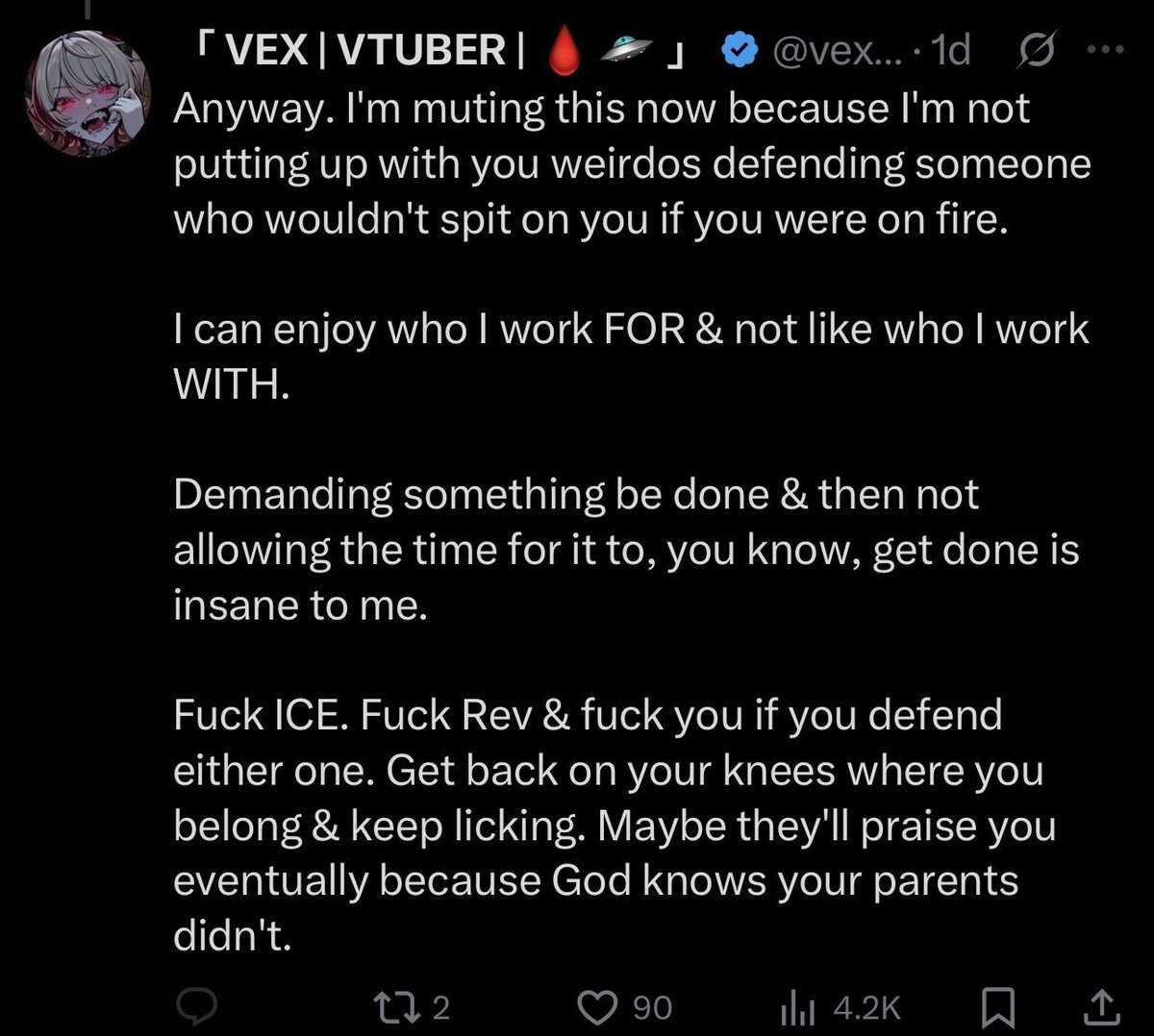 <a href="/ADVANCEDgg/">ADVANCED®</a> <a href="/maxekpunobi/">Max Ekpunobi ✝️</a> So one of your FEATURED creators is calling Rev and Strawb pieces of garbages and "dogshit", saying "fuck them", and bringing their parents into this.

<a href="/ADVANCEDgg/">ADVANCED®</a> is this the kind of behavior you tolerate? I thought you had zero tolerance for harassment or hatred?